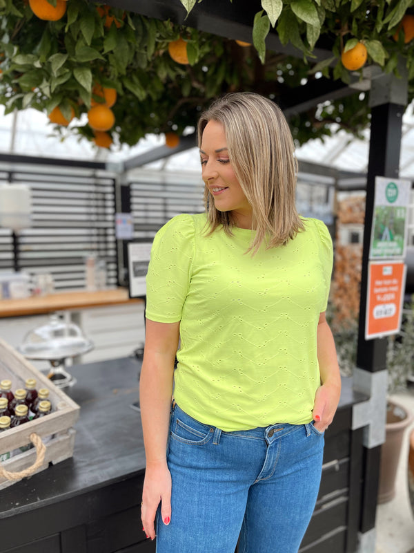 Blond tee with ss arm Limegrønn